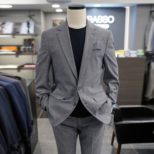 BASSO男士夏季羊毛混纺西服套装