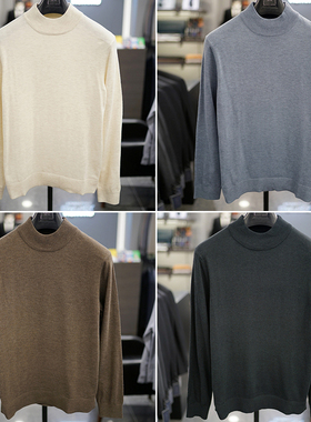 0130冬款BASSO韩版男士黑色半高领打底长袖针织衫男7色加大190码