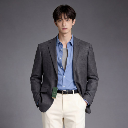 灰色羊毛职业上班西服上衣外套男