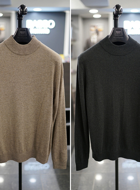 2025年冬季新款BASSO米色深绿色纯色羊绒混纺半高领长袖针织衫4色