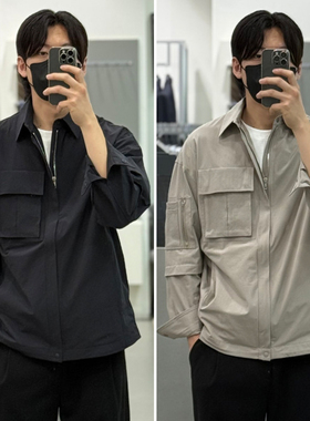 0120春秋Liberclassy/GARNET系列黑色米色口袋拉链外穿式衬衫2色