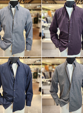 0101冬装EDITION灰色深酒红色格纹深绿色男士休闲长袖衬衫衬衣4色