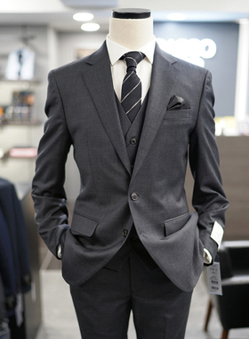 2025年秋季新BASSO炭灰色纯羊毛商务职业上班西服套装可配三件套
