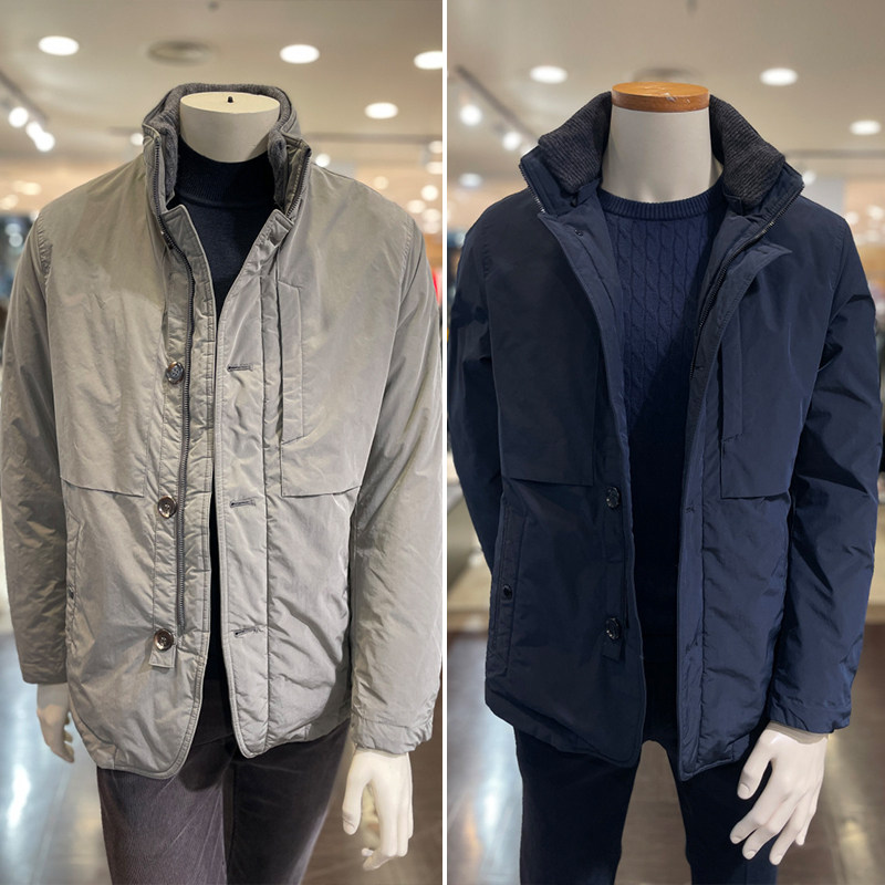 0101冬款OLZEN藏青色浅米色男士中长款时尚休闲帅气立领羽绒服,男装,羽绒服,淘宝优惠券,粉丝福利购,淘宝优惠卷