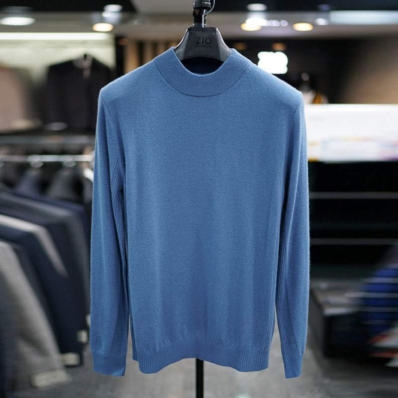 #国内现货180码冬款SONGZIO藏青色乳白色套头半高领羊毛针织衫男