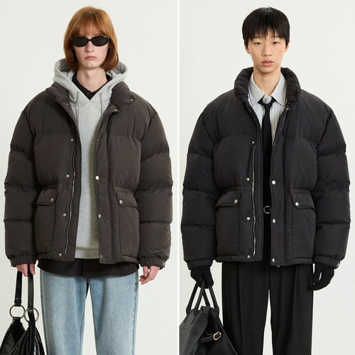 双向拉链收腰鹅绒羽绒服2色