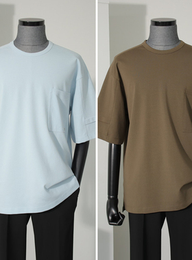 0322夏款Liberclassy紫色天蓝色圆领基础款口袋短袖T恤5色