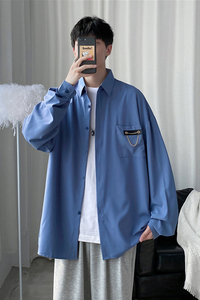 2025春款纯色长袖衬衣秋季港风少年休闲宽松衬衫CS8002-P35控48图片