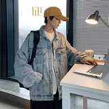 2025秋季新款纯色牛仔夹克青少年流行宽松水洗工装外套JK821-P75，男装夹克，电商A062