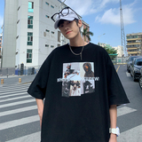 2025夏季青少年港风流行宽松圆领休闲薄T恤趣味印花短袖GT170-P28，男装T恤，电商A062