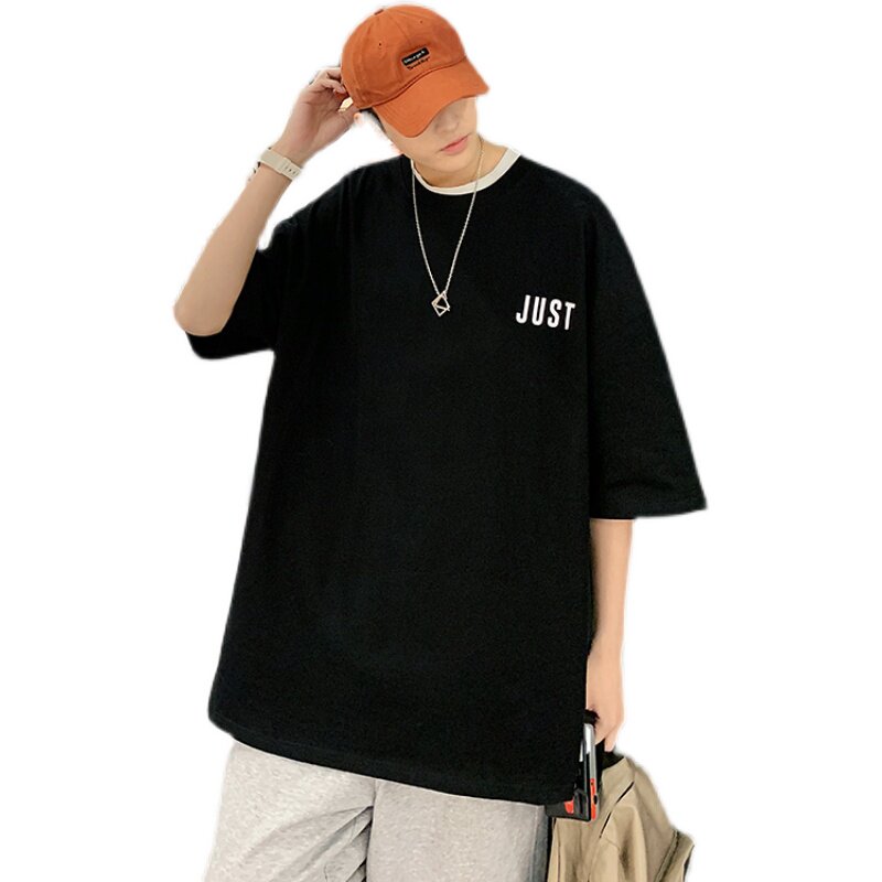 2025新款卡通印花T恤短袖青少年流行夏季宽松圆领休闲服T8878-P35,男装T恤,电商A062