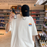 2025夏季新款趣味彩虹印花短袖青少年圆领休闲宽松T恤T88112-P35，男装T恤，电商A062