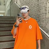 2025夏季趣味男士短袖卡通笑脸印花圆领T恤宽松休闲短袖T8845-P35，男装T恤，电商A062