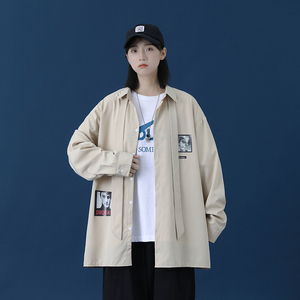 2025春夏中性长袖衬衫女青春流行印花休闲衬衣CS8001-P35图片