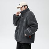 2025冬季羊羔毛加厚棉衣青年立领休闲外穿棉服拉链刺绣MY886-P105，男装棉衣，电商A062