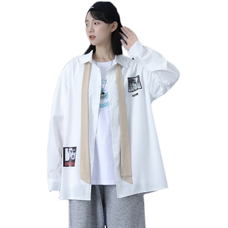 2025春夏中性长袖衬衫女青春流行印花休闲衬衣CS8001-P35,男装衬衫,电商A062