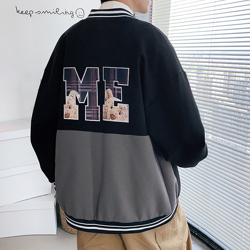 2025秋季男士外套潮流外套青少年棒球服小熊休闲运动外套JK81-P75，女装短外套，电商A062