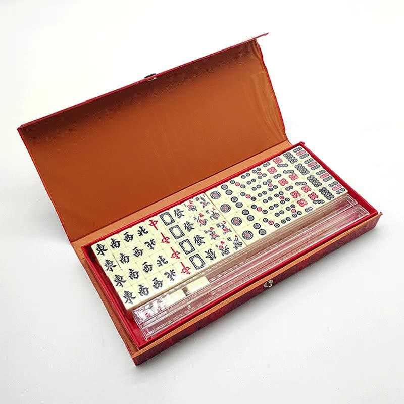 迷你mini便携象牙白小麻将礼盒装图片
