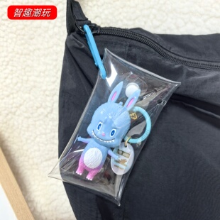 拉布布THE MONSTERS十周年系列手办娃包透明钥匙包挂外出防尘收纳