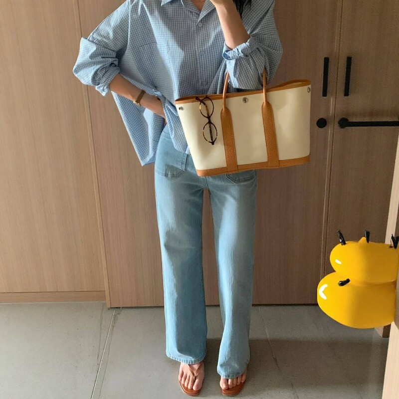 韩国东大门26春夏PI2正品松紧高腰弹力九分直筒裤显瘦牛仔裤女883