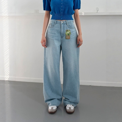 韩国东大门26春MORPHIN正品高腰宽松显瘦阔腿裤女长款牛仔裤4063