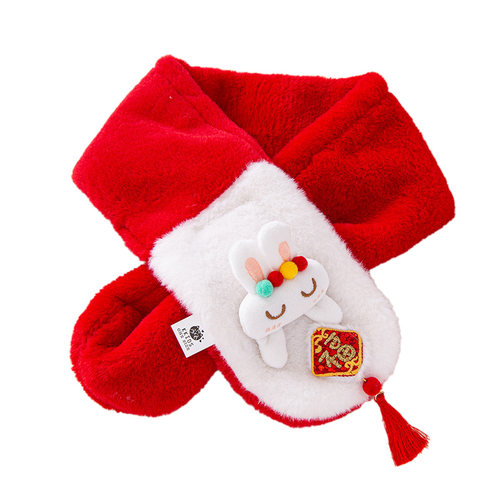 热人花过年红色喜庆儿童围巾冬季保暖防风护脖套20619