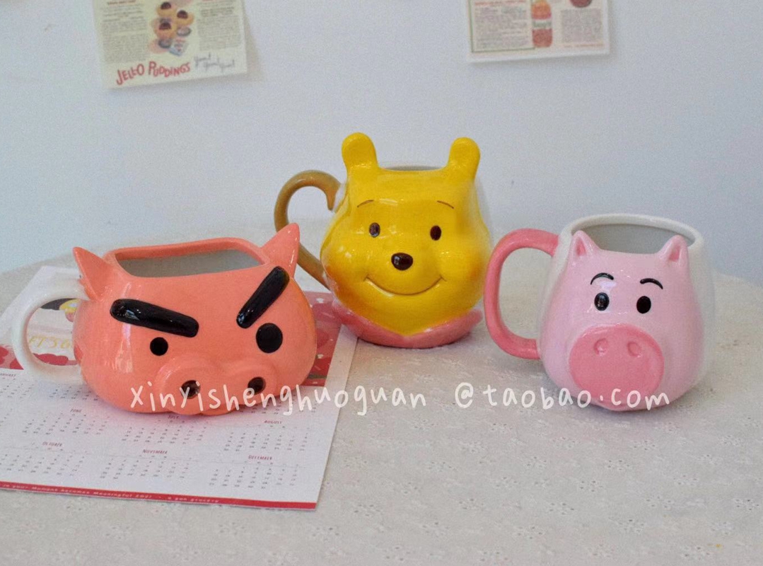 立体卡通风维尼左卫门陶瓷马克杯