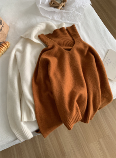 复古海军领羊毛套头毛衣秋冬新款 女 慵懒风休闲白色针织柔软打底衫