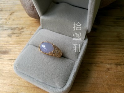 18k【拾翠轩】黄金金丝绕花紫色翡翠戒指古典唯美