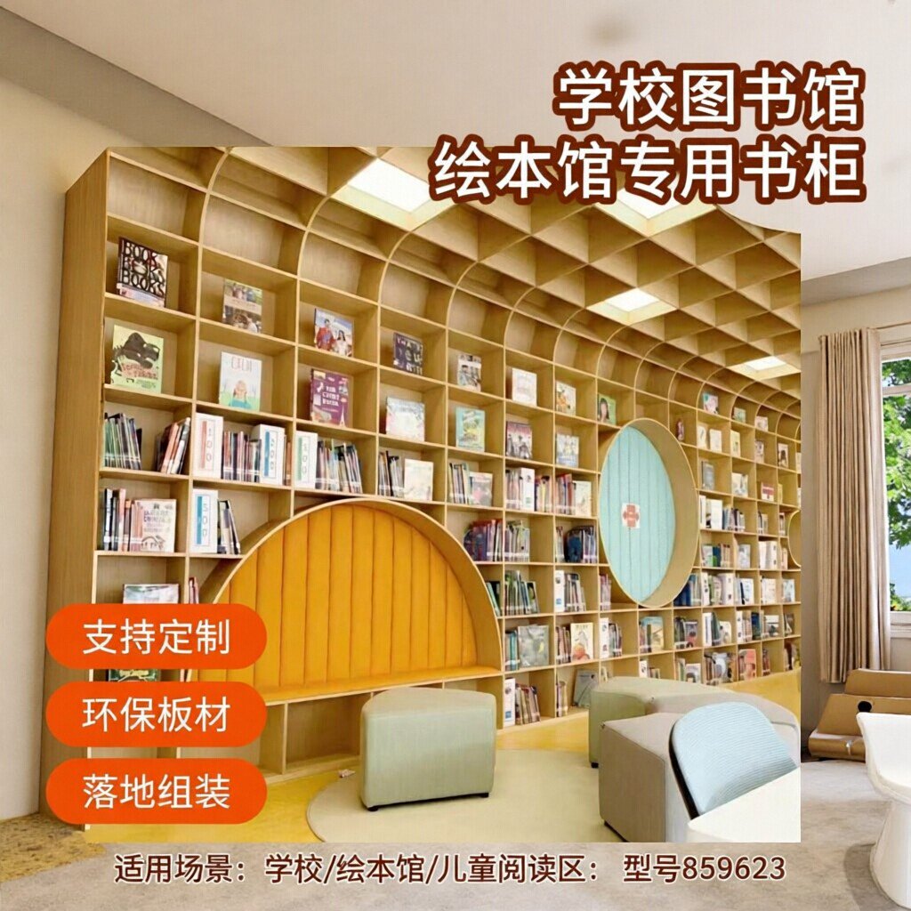 美尚美北欧简约弧形创意书柜