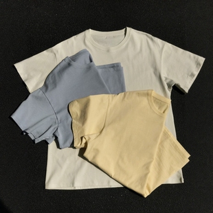 宽松短袖 直筒中性剪裁 圆领T恤女 简约百搭基础款 冰淇淋色马卡龙
