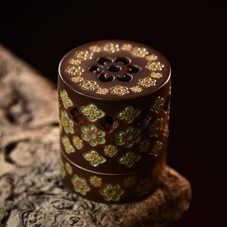 大唐宝相花草木灰线香炉