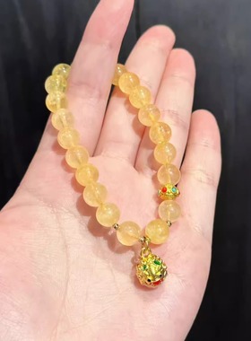 天然水晶招财多宝黄水晶手链礼物