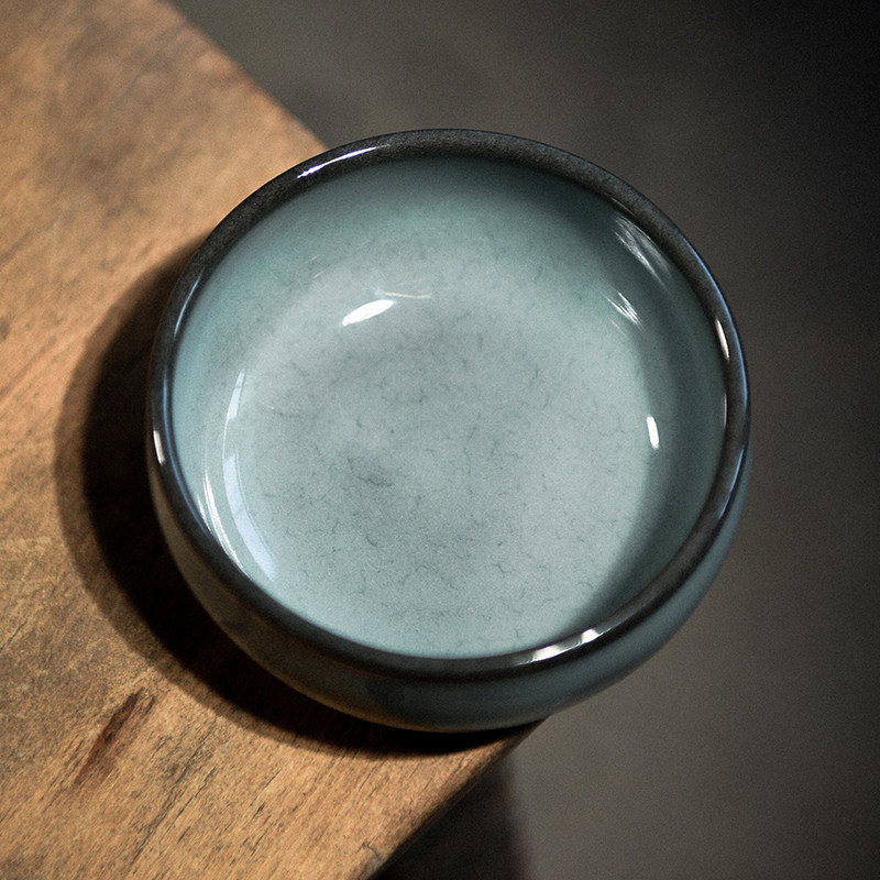 哥窑铁胎款龙泉青瓷手工主人杯子开片可养陶瓷功夫茶杯茶具品茗杯