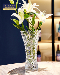 OHEMI捷克波西米亚水晶玻璃瓶车料车刻瓶台面百合瓶