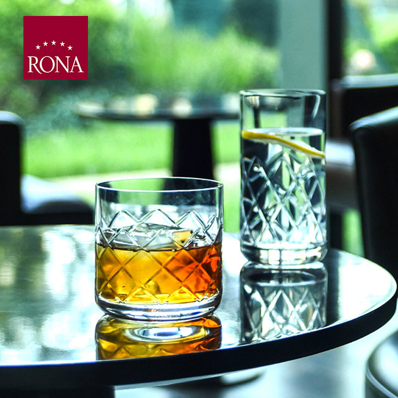 RONA捷克进口洛娜手工车刻水晶玻璃威士忌酒杯XO洋酒杯水杯果汁杯