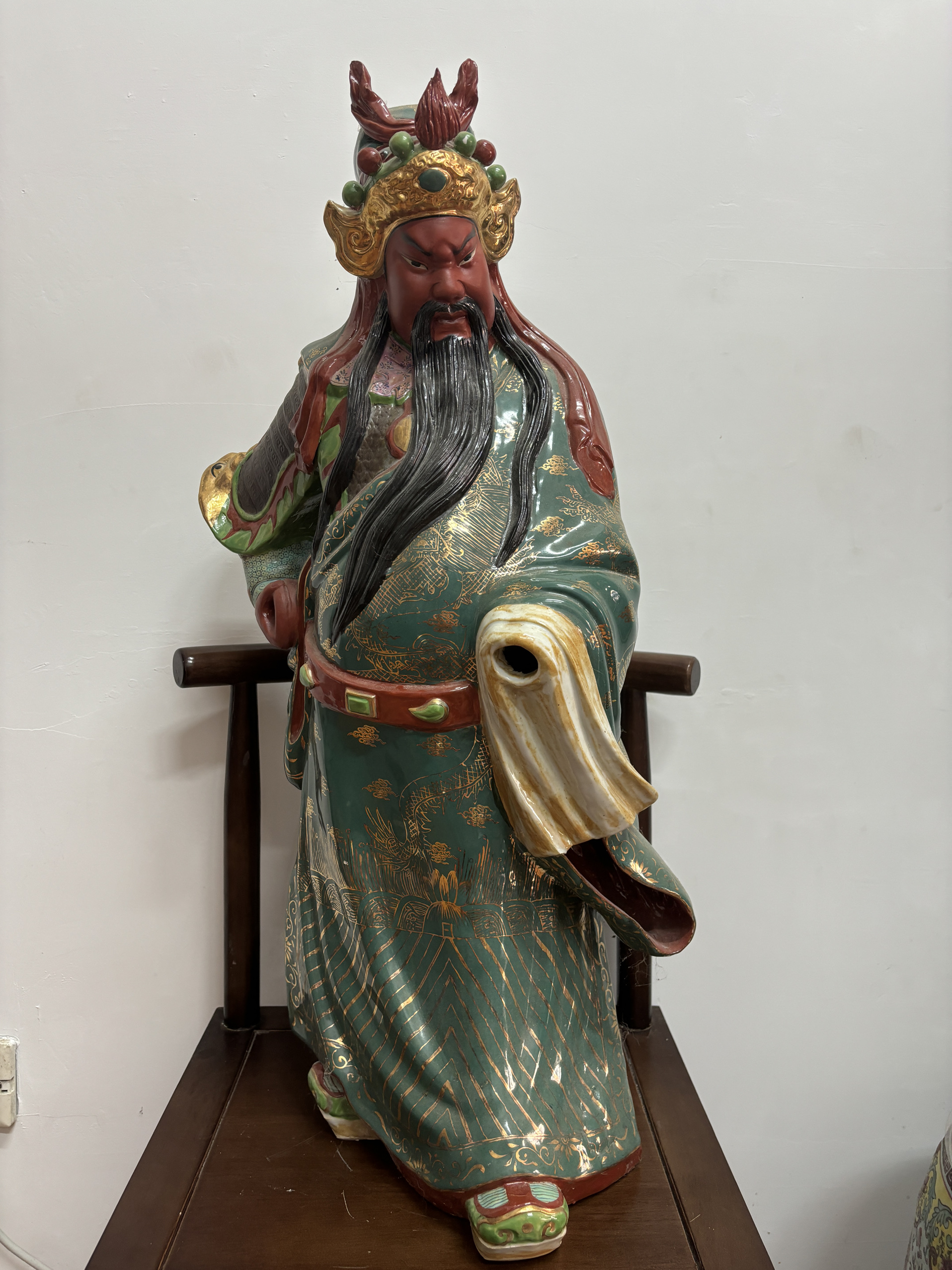 景德镇陶瓷器雕塑瓷关二爷关公武财神像招财关羽单刀赴会摆件73cm