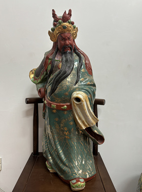 景德镇陶瓷器雕塑瓷关二爷关公武财神像招财关羽单刀赴会摆件73cm