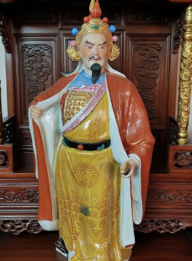 岳飞将军满江红景德镇手工瓷器家用供奉粉彩雕塑陶瓷摆件高度40cm