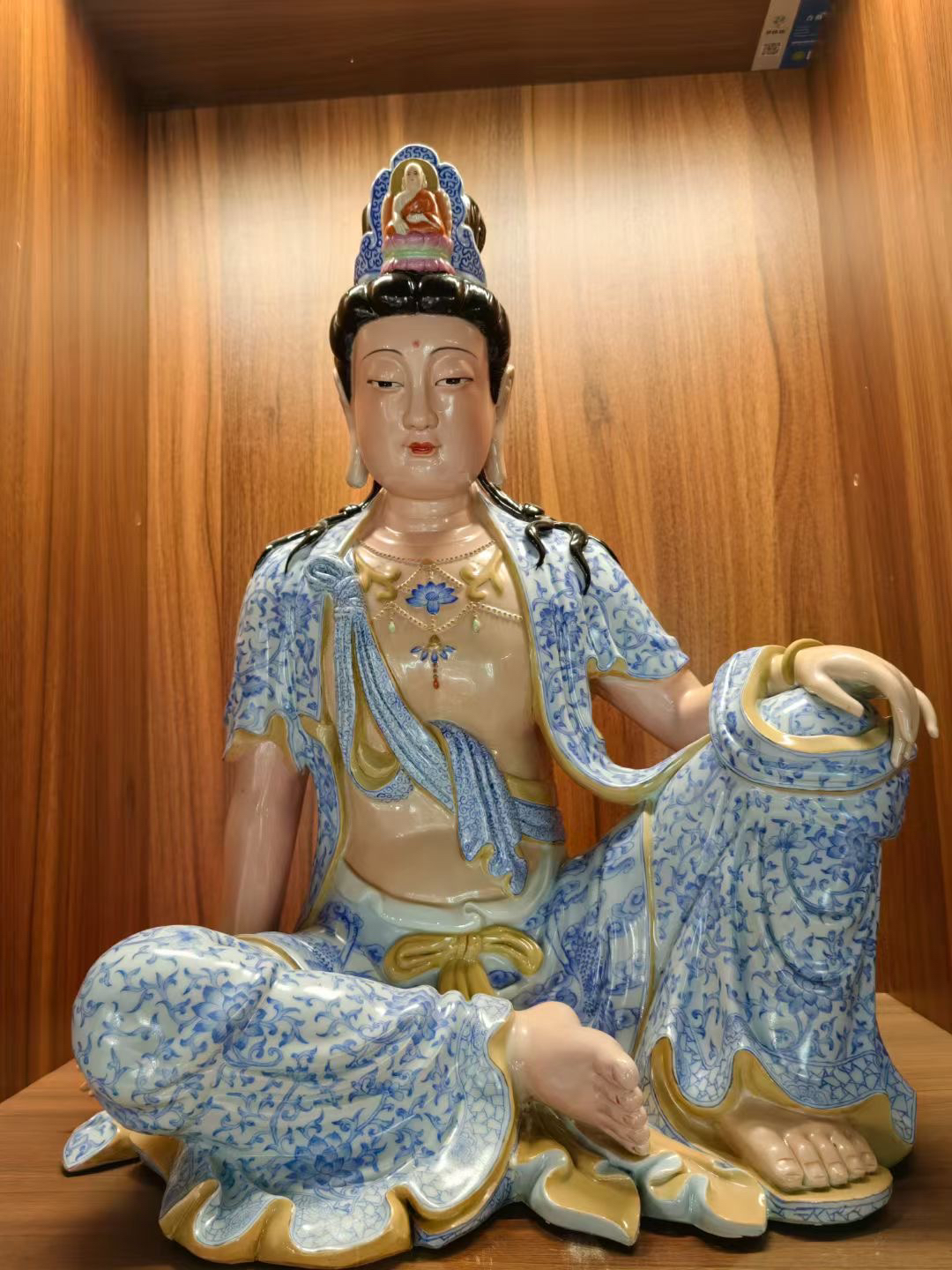 陶瓷器自在观音佛像雕塑家居供奉观音菩萨神像新中式禅意摆件56cm