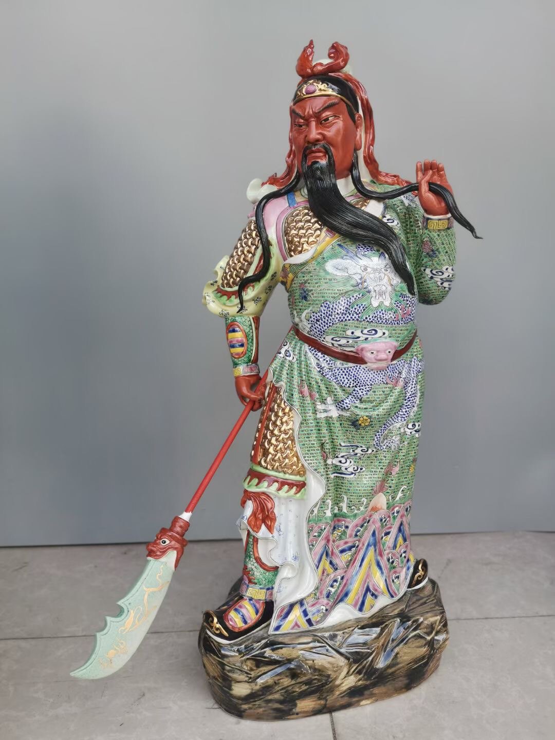 景德镇陶瓷器武财神关公神像摆件瓷雕像站关羽关二爷关帝圣君供奉