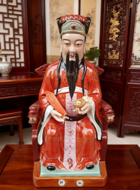 景德镇灶神灶王爷陶瓷器灶君佛像厨房灶台神像灶公佛像摆件高度50