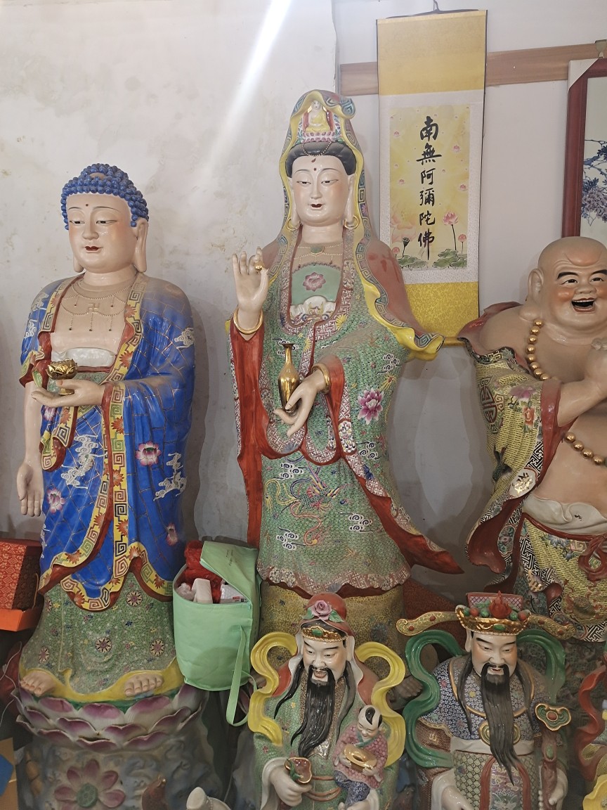 大号粉彩雕塑陶瓷观音菩萨佛像站像南海净瓶观世音菩萨像供奉摆件
