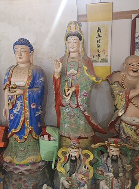 大号粉彩雕塑陶瓷观音菩萨佛像站像南海净瓶观世音菩萨像供奉摆件