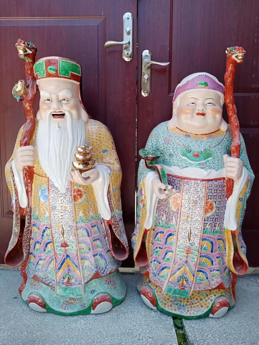 大号站雕塑陶瓷器土地公土地婆神像福德正神财神土地爷土地奶公婆