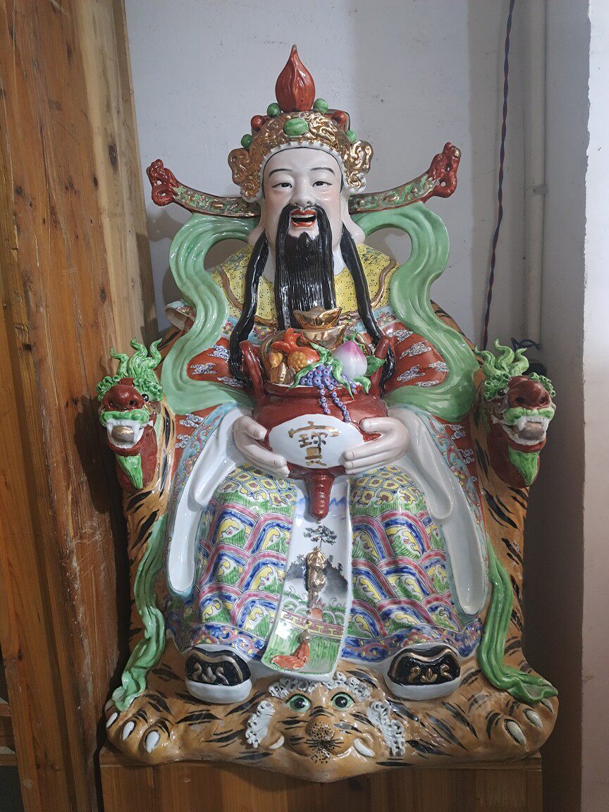 景德镇陶瓷雕塑陶瓷器手工手绘粉彩人物供奉文财神财神爷高73厘米