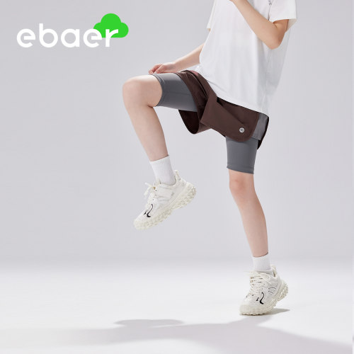 EBAER童装男童夏季薄款运动裤2026新款女童透气短裤假两件五分裤