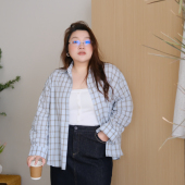 上衣外套 韩系轻复古撞色格子衬衫 08早春新品