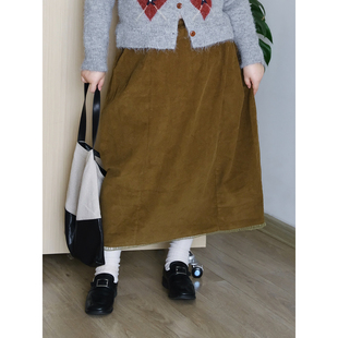 zooobaby11 A字裙 09韩系灯芯绒气质高腰显瘦半身裙女中长款