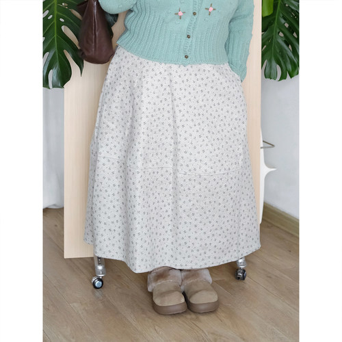 zooobaby12/08韩系简约碎花加厚显瘦半身裙子